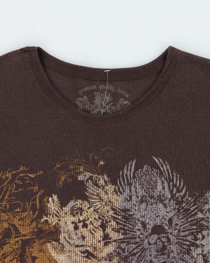 Vintage Y2K 00s Custom Rags Made In USA Long Sleeve Waffle T-Shirt - M
