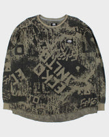 Vintage Y2K 00s Ecko UNLTD Khaki Graffiti Long Sleeve Waffle T-Shirt - XXL