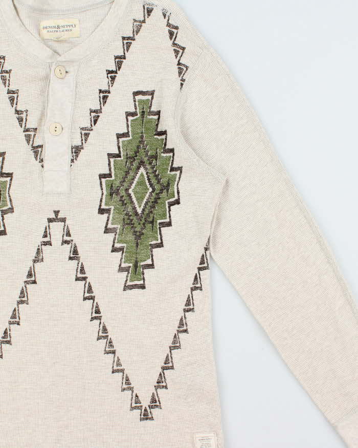 Vintage Ralph Lauren Denim & Supply Navajo Long Sleeve Henley Waffle T-Shirt - L