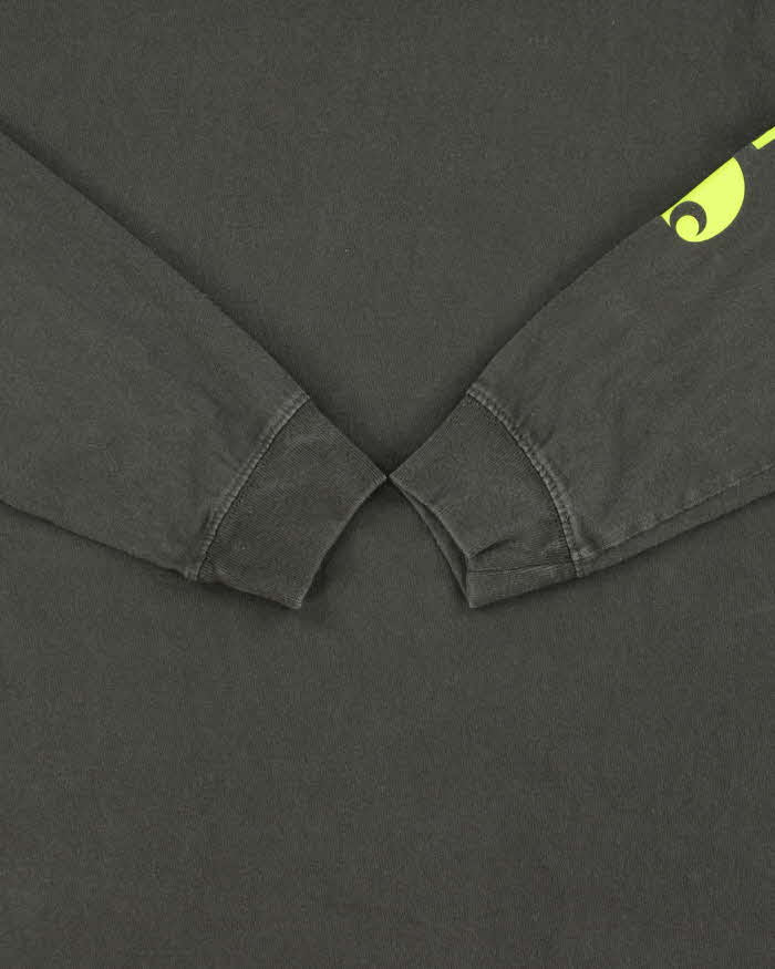 Vintage Carhartt Khaki Original Fit Crewneck Long Sleeve Logo T-Shirt - M