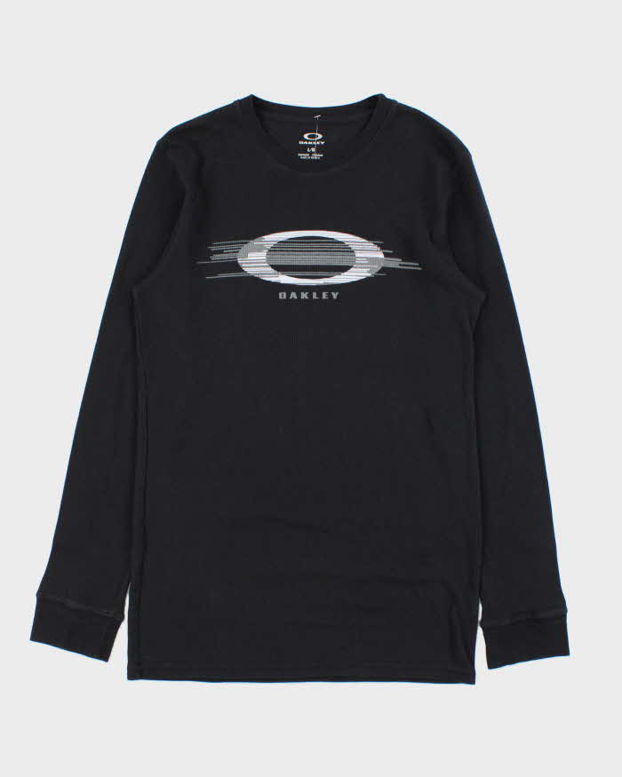 Vintage Y2K 00s Oakley Logo Crewneck Long Sleeve Waffle T-Shirt - L