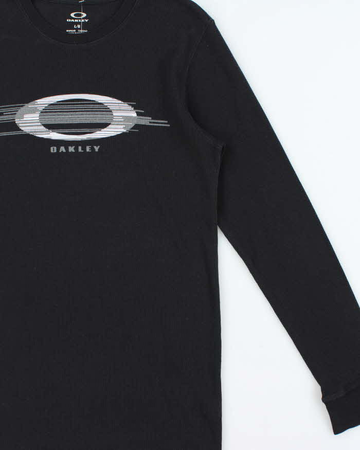 Vintage Y2K 00s Oakley Logo Crewneck Long Sleeve Waffle T-Shirt - L