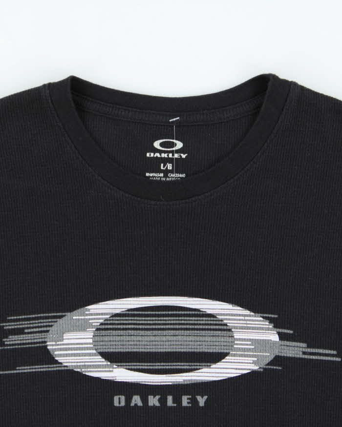 Vintage Y2K 00s Oakley Logo Crewneck Long Sleeve Waffle T-Shirt - L