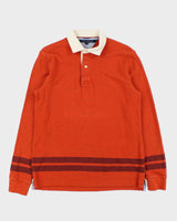 Vintage Y2K 00s Tommy Hilfiger Speckled Striped Long Sleeve Polo Shirt - M