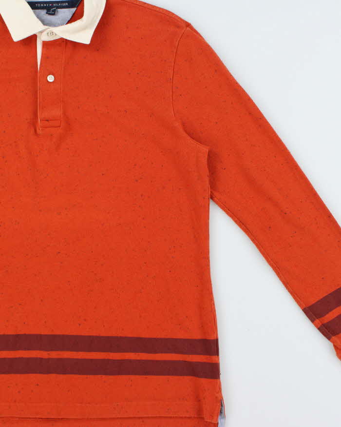 Vintage Y2K 00s Tommy Hilfiger Speckled Striped Long Sleeve Polo Shirt - M