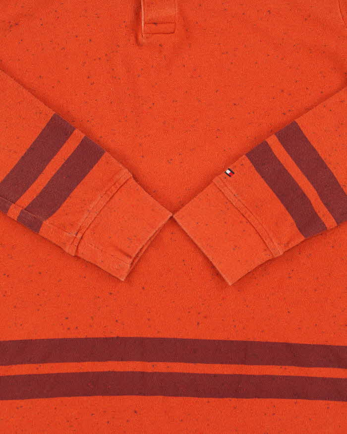 Vintage Y2K 00s Tommy Hilfiger Speckled Striped Long Sleeve Polo Shirt - M