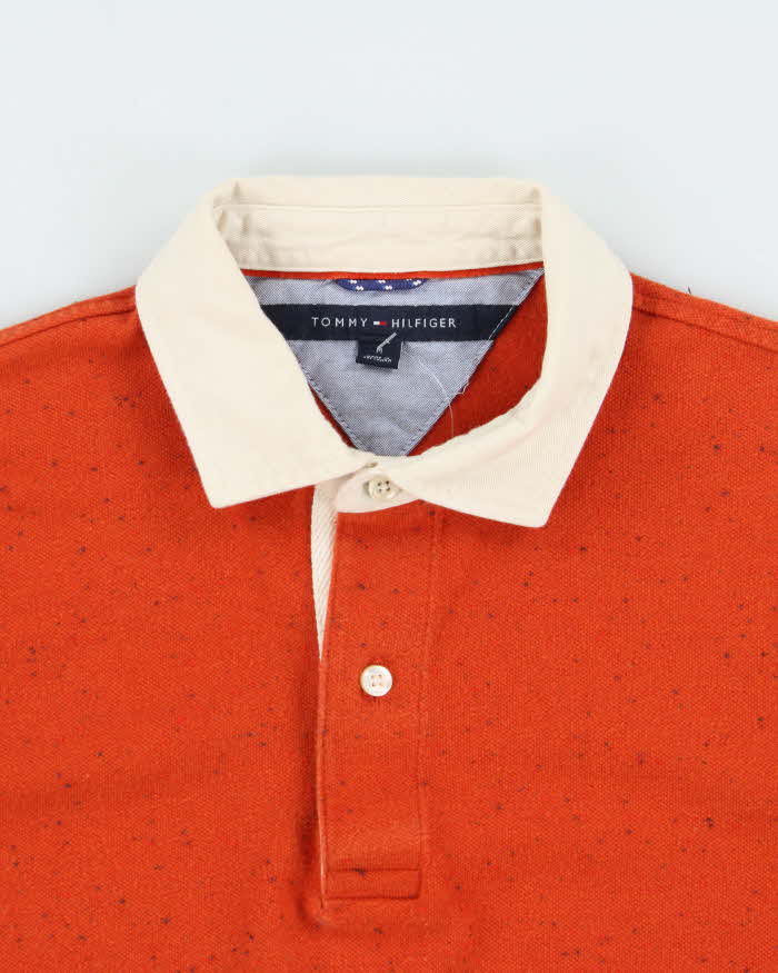 Vintage Y2K 00s Tommy Hilfiger Speckled Striped Long Sleeve Polo Shirt - M