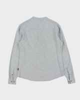 Vintage Hugo Boss Marl Grey Slim Fit Mercerised Long Sleeve Henley T-Shirt - S