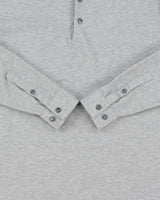 Vintage Hugo Boss Marl Grey Slim Fit Mercerised Long Sleeve Henley T-Shirt - S