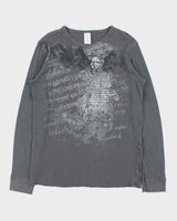 Vintage Y2K 00s Gothic Long Sleeve Waffle T-Shirt - XL