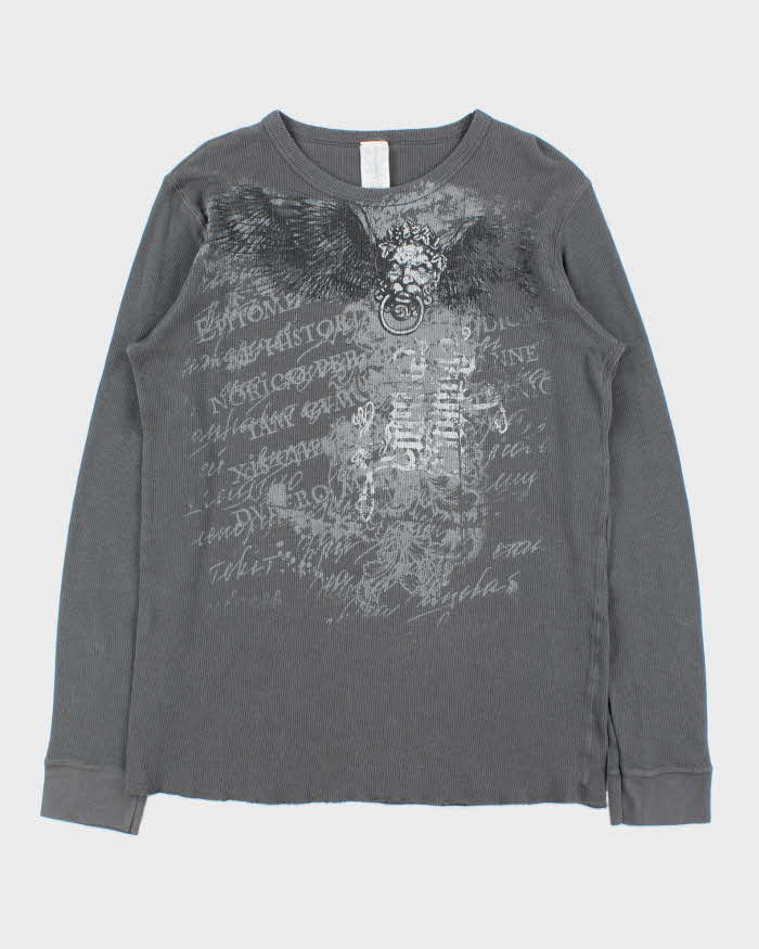 Vintage Y2K 00s Gothic Long Sleeve Waffle T-Shirt - XL
