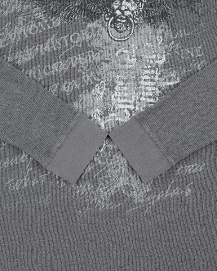 Vintage Y2K 00s Gothic Long Sleeve Waffle T-Shirt - XL