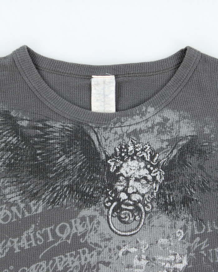 Vintage Y2K 00s Gothic Long Sleeve Waffle T-Shirt - XL