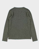 Vintage Hugo Boss Khaki Slim Fit Long Sleeve Henley Waffle T-Shirt - M