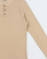 Vintage Carhartt Tan Heavyweight Long Sleeve Henley Waffle T-Shirt - M