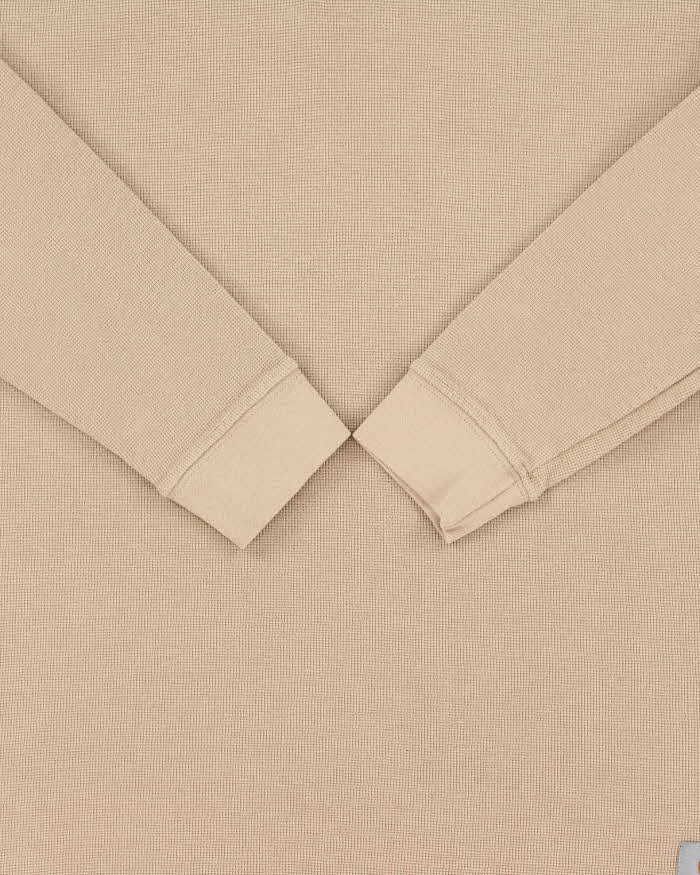 Vintage Carhartt Tan Heavyweight Long Sleeve Henley Waffle T-Shirt - M