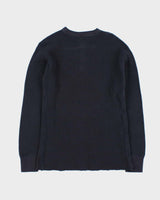 Vintage Iron Heart Japan IHTL-1213 Heavyweight Thermal Long Sleeve Henley Waffle T-Shirt - XL