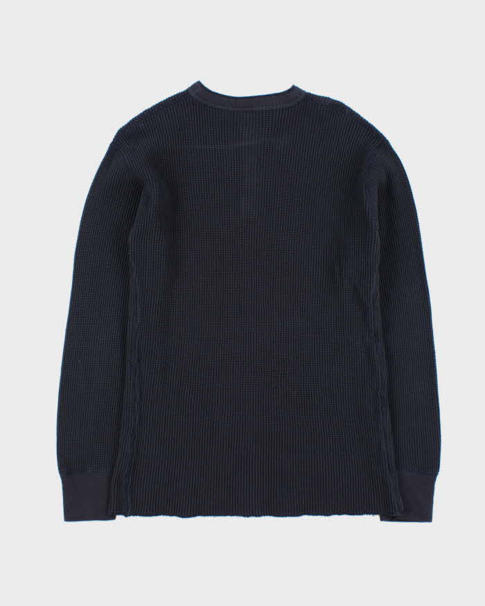 Vintage Iron Heart Japan IHTL-1213 Heavyweight Thermal Long Sleeve Henley Waffle T-Shirt - XL