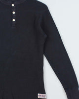 Vintage Iron Heart Japan IHTL-1213 Heavyweight Thermal Long Sleeve Henley Waffle T-Shirt - XL
