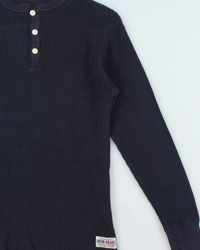 Vintage Iron Heart Japan IHTL-1213 Heavyweight Thermal Long Sleeve Henley Waffle T-Shirt - XL