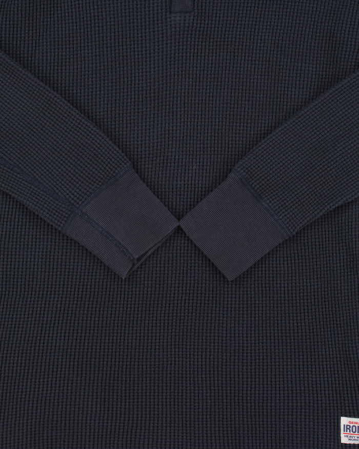 Vintage Iron Heart Japan IHTL-1213 Heavyweight Thermal Long Sleeve Henley Waffle T-Shirt - XL