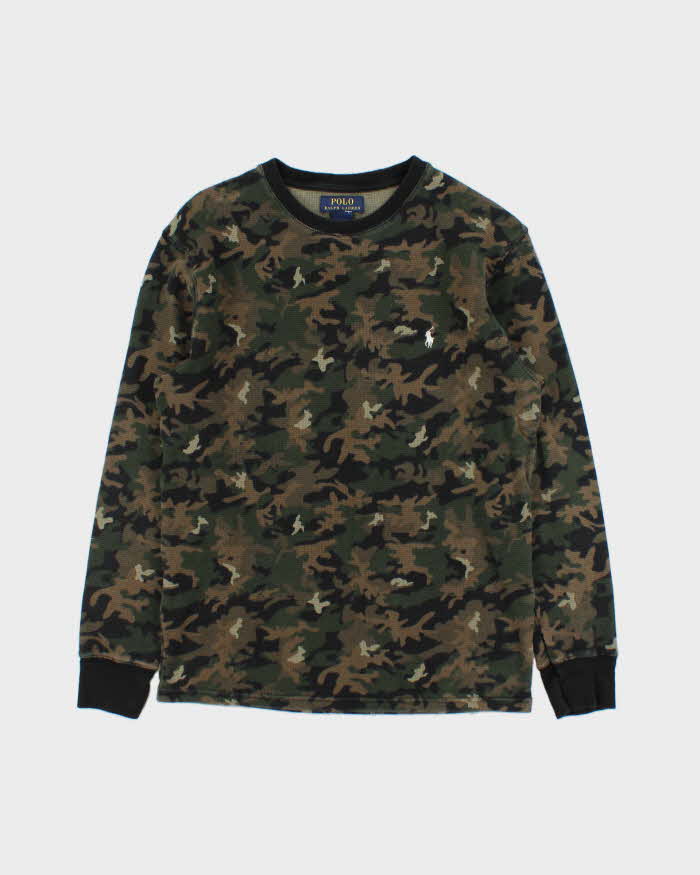 Vintage Polo Ralph Lauren Camo Long Sleeve Waffle T-Shirt - M