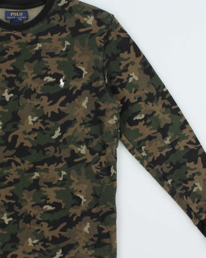 Vintage Polo Ralph Lauren Camo Long Sleeve Waffle T-Shirt - M