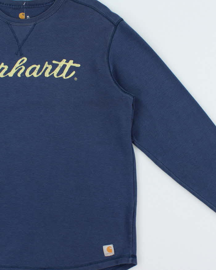 Vintage Carhartt Heavyweight Script Long Sleeve Waffle T-Shirt - XL