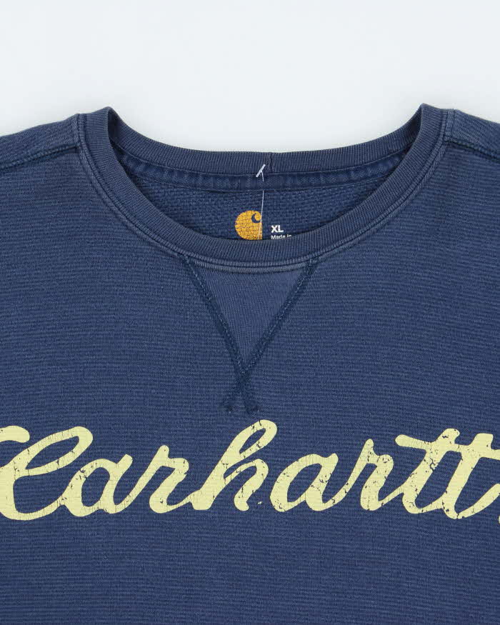 Vintage Carhartt Heavyweight Script Long Sleeve Waffle T-Shirt - XL