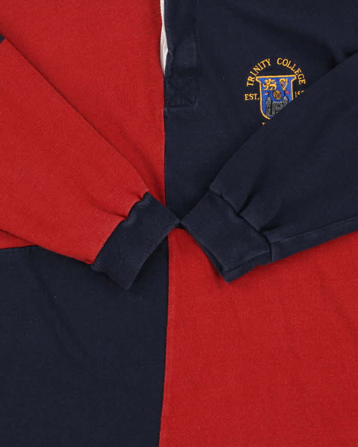 Vintage 1990s Trinity College Dublin Made In Ireland Colour Block Long Sleeve Rugby Shirt - M