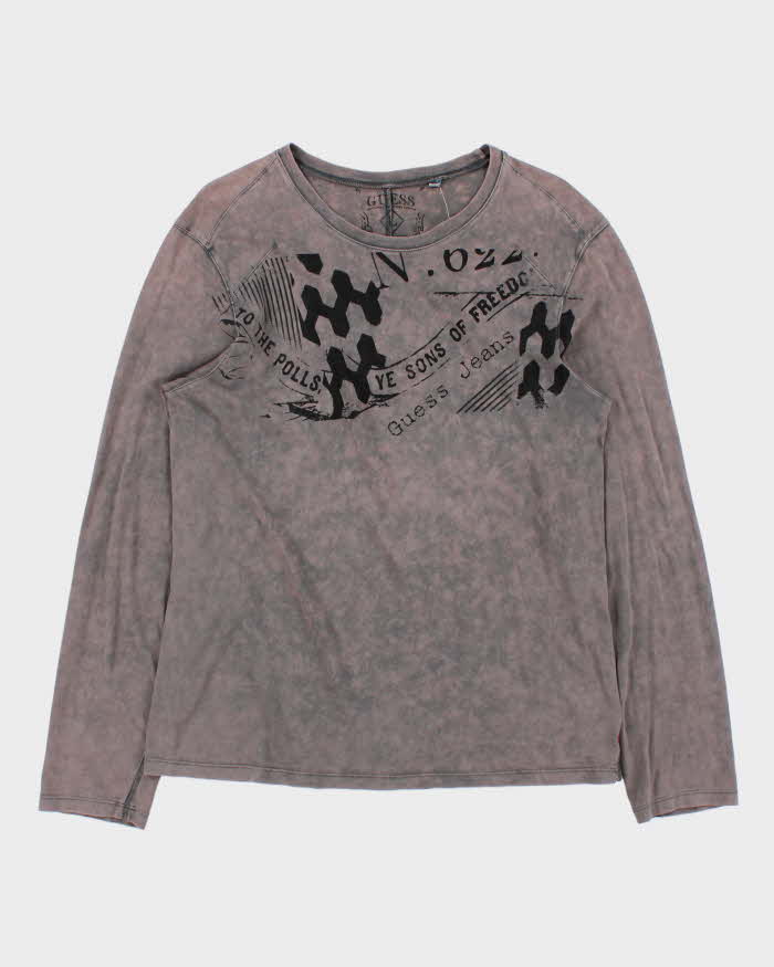 Vintage Y2K 00s Guess Tie-Dye Graphic Long Sleeve T-Shirt - L