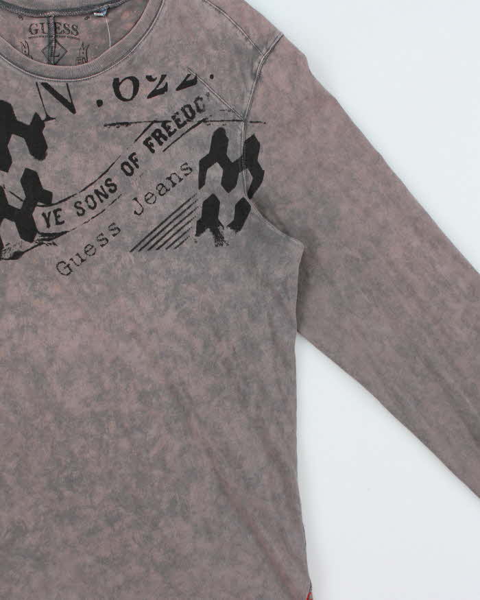 Vintage Y2K 00s Guess Tie-Dye Graphic Long Sleeve T-Shirt - L