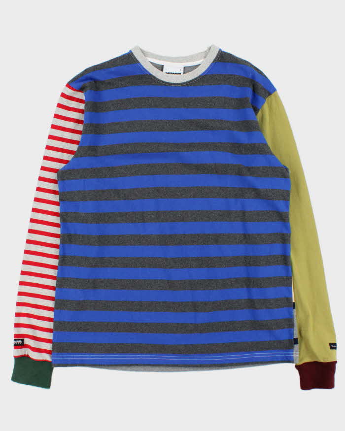 Vintage Raised By Wolves x Barbarian Striped Block Heavyweight Crewneck Long Sleeve T-Shirt - L