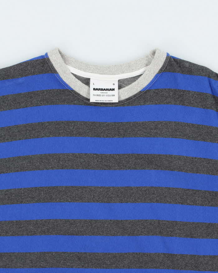 Vintage Raised By Wolves x Barbarian Striped Block Heavyweight Crewneck Long Sleeve T-Shirt - L