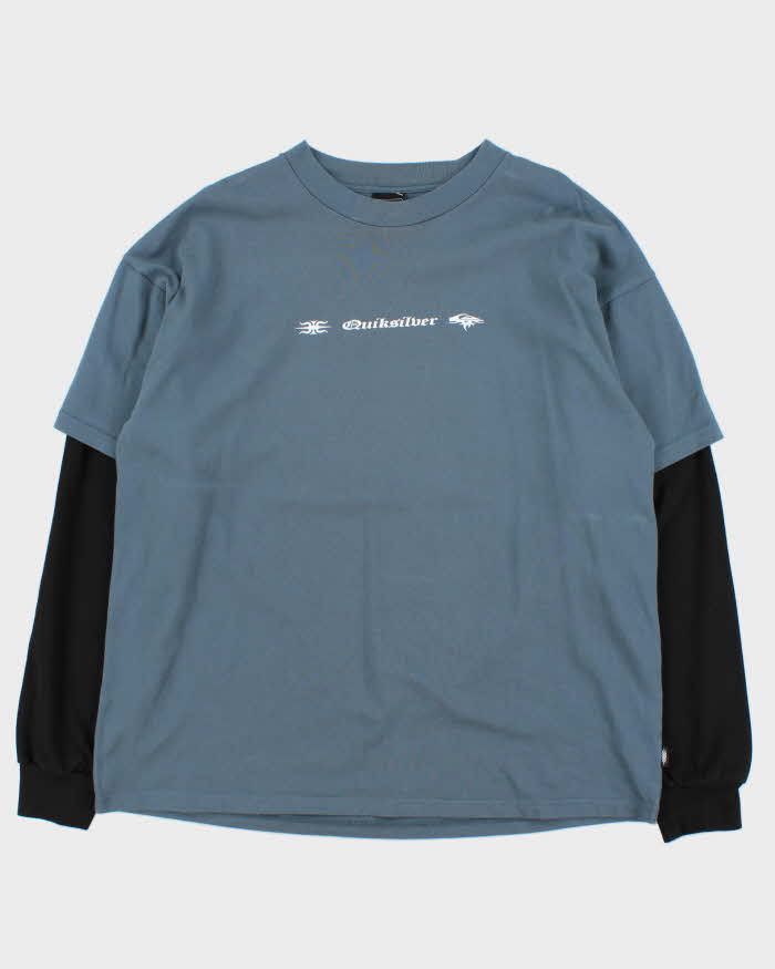 Vintage Y2K 00s Quiksilver Double Layer Heavyweight Oversized Crewneck Long Sleeve T-Shirt - M