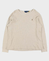 Vintage Polo Ralph Lauren Custom Slim Fit Crewneck Long Sleeve Waffle T-Shirt - XL