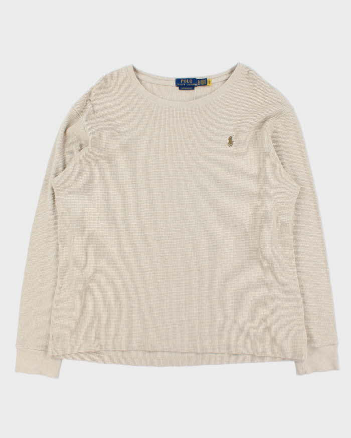 Vintage Polo Ralph Lauren Custom Slim Fit Crewneck Long Sleeve Waffle T-Shirt - XL