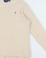 Vintage Polo Ralph Lauren Custom Slim Fit Crewneck Long Sleeve Waffle T-Shirt - XL