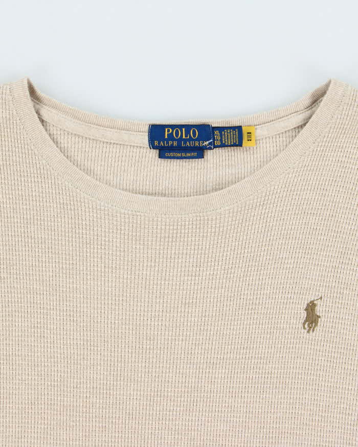Vintage Polo Ralph Lauren Custom Slim Fit Crewneck Long Sleeve Waffle T-Shirt - XL