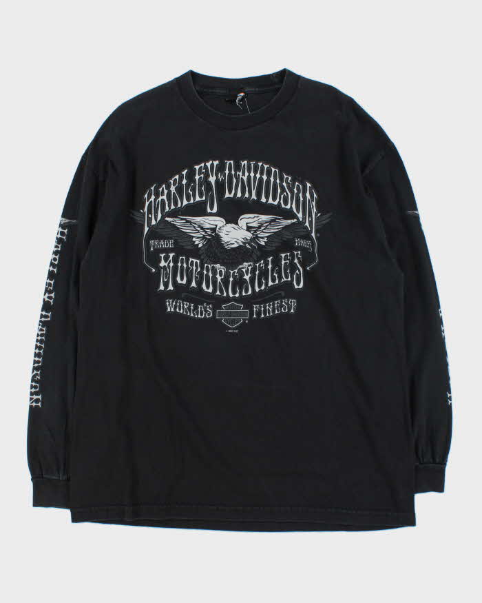 Vintage Y2K 2009 Harley Davidson Las Vegas Long Sleeve Hanes Beefy Crewneck T-Shirt - XL