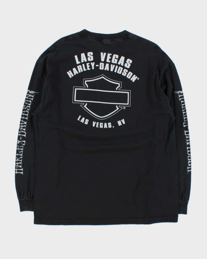 Vintage Y2K 2009 Harley Davidson Las Vegas Long Sleeve Hanes Beefy Crewneck T-Shirt - XL