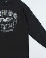 Vintage Y2K 2009 Harley Davidson Las Vegas Long Sleeve Hanes Beefy Crewneck T-Shirt - XL