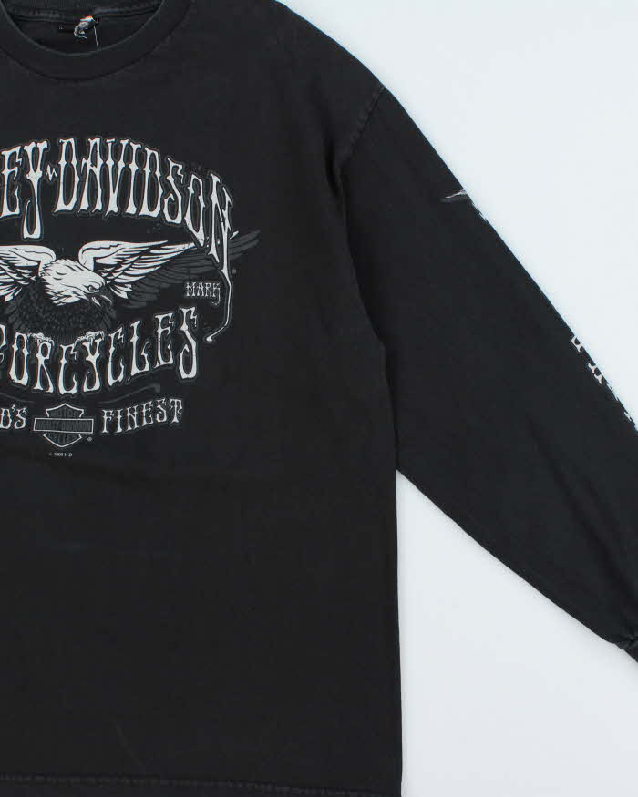 Vintage Y2K 2009 Harley Davidson Las Vegas Long Sleeve Hanes Beefy Crewneck T-Shirt - XL