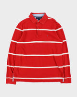 Vintage Y2K 00s Tommy Hilfiger Striped Long Sleeve Polo Shirt - M