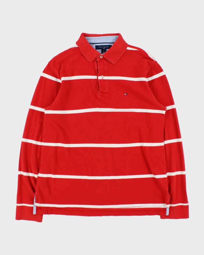 Vintage Y2K 00s Tommy Hilfiger Striped Long Sleeve Polo Shirt - M