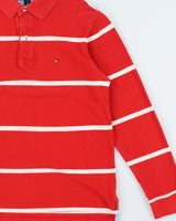 Vintage Y2K 00s Tommy Hilfiger Striped Long Sleeve Polo Shirt - M