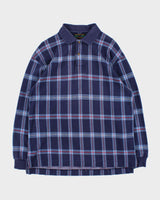 Vintage 1990s Colours By Alexander Julian Heavyweight Tartan Long Sleeve Polo Shirt - L