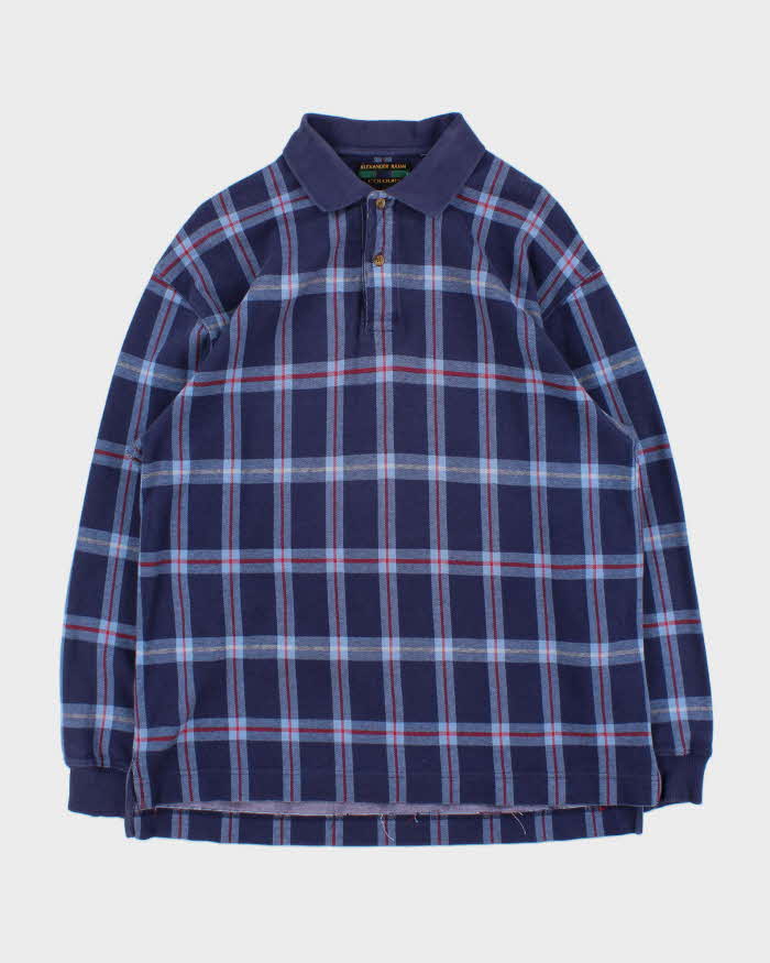Vintage 1990s Colours By Alexander Julian Heavyweight Tartan Long Sleeve Polo Shirt - L