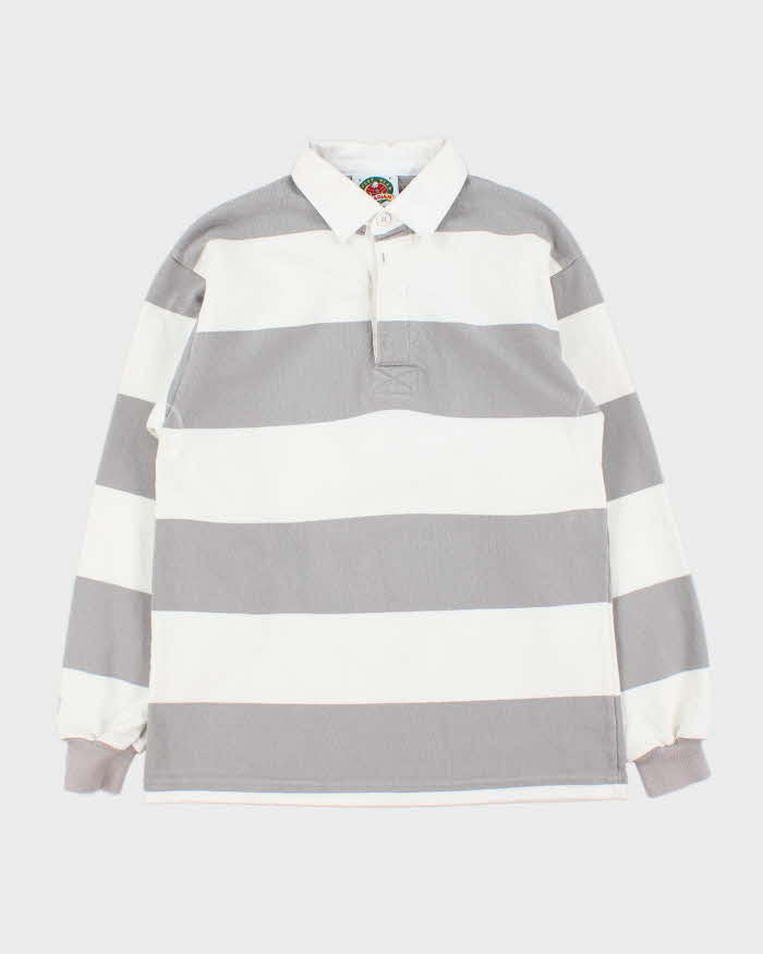 Vintage 1990s Barbarian American Heavyweight Striped Long Sleeve Rugby Shirt - S