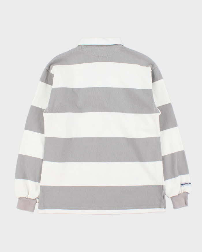 Vintage 1990s Barbarian American Heavyweight Striped Long Sleeve Rugby Shirt - S